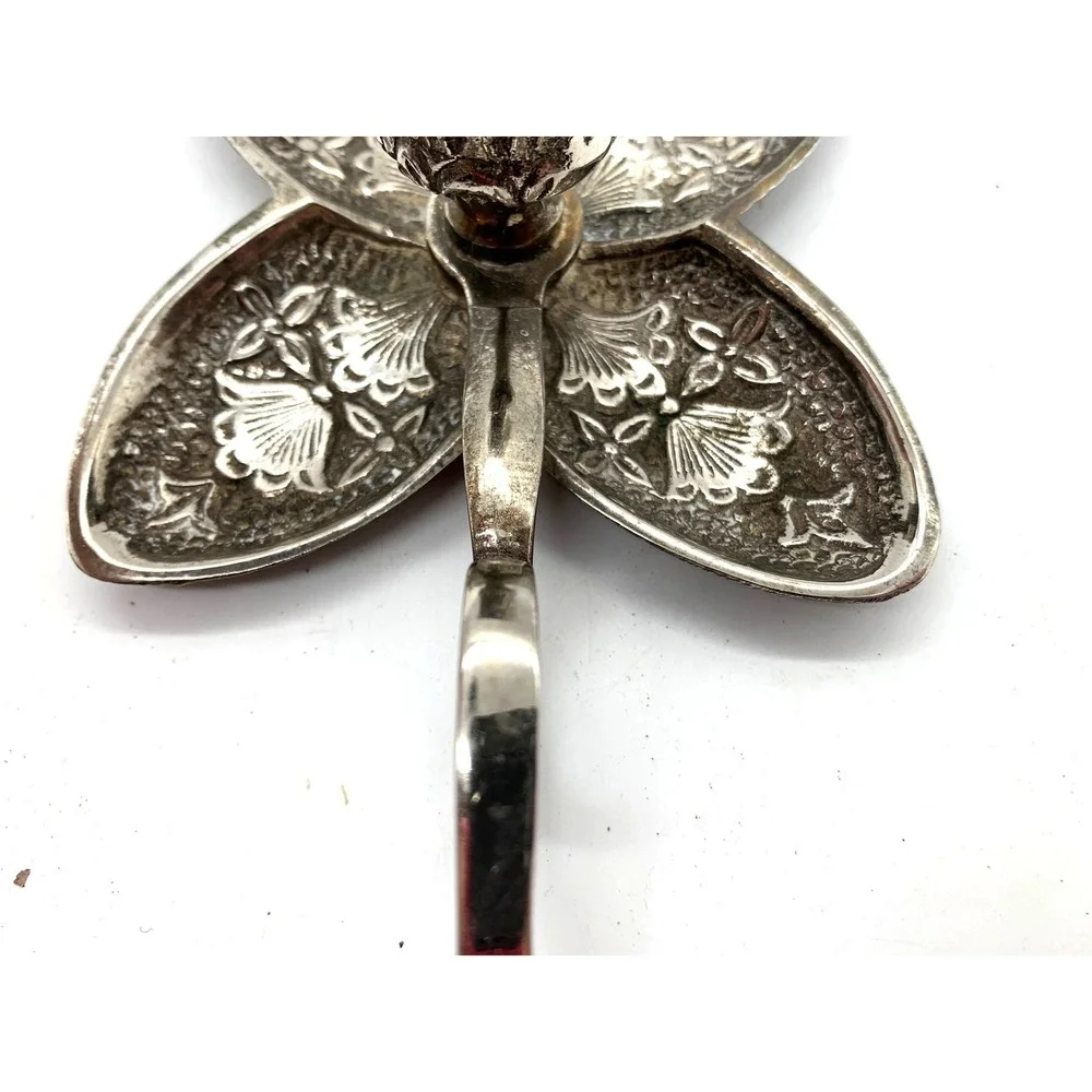 Vintage Silver Flower Chamberstick Candle Holder Pair Hollywood Regency Taper